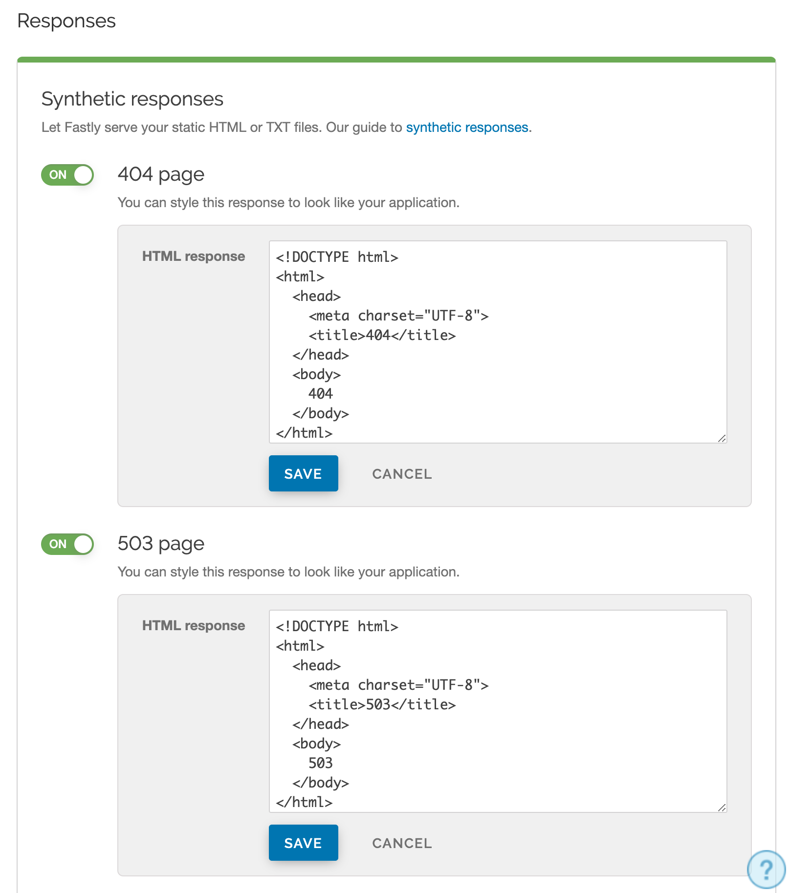 404 and 503 error quick config fields