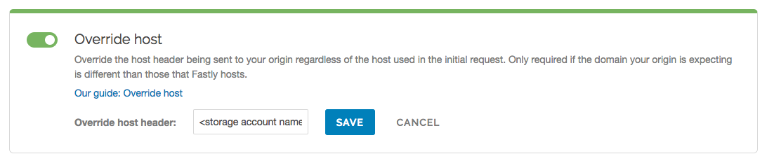 the Add an override host header window