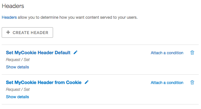 example set myCookie headers in the headers area