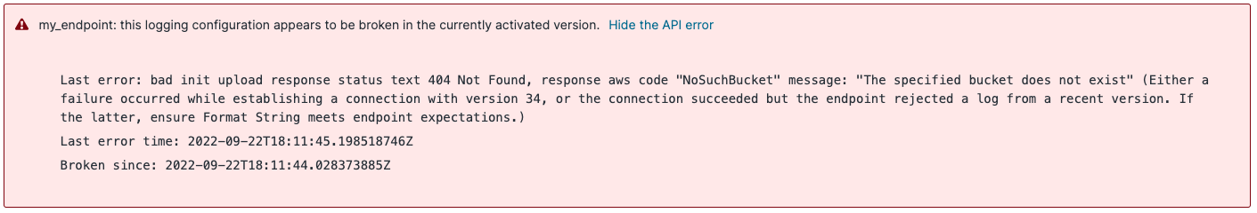 example of logging configuration error