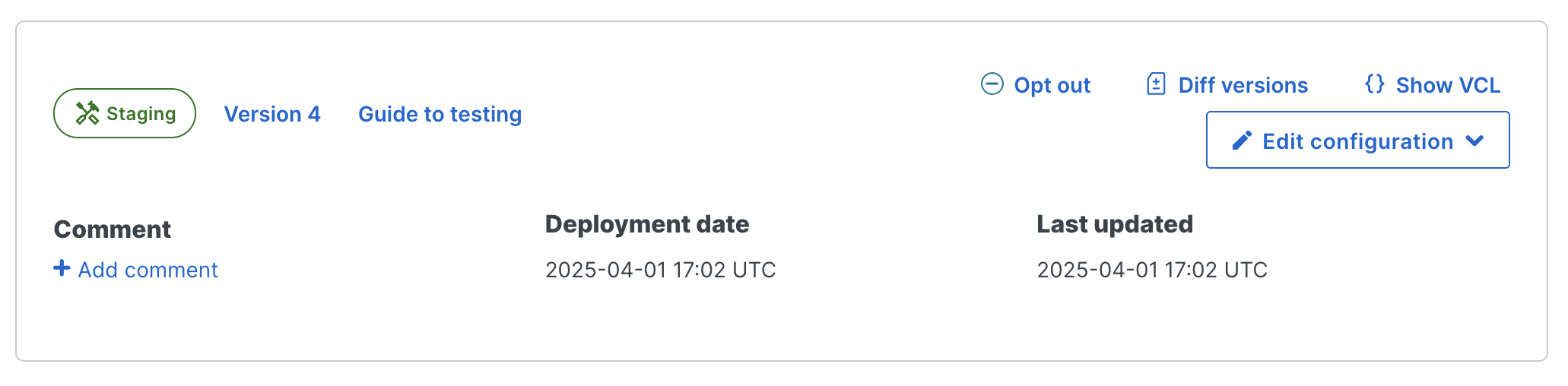 the Staging feature opt-out link