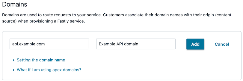 The Create a domain page.